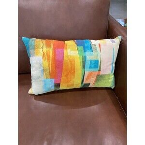 CB2 Abstract Down Colorful Throw Pillow 12 x 18 Feather Down Fill Orange